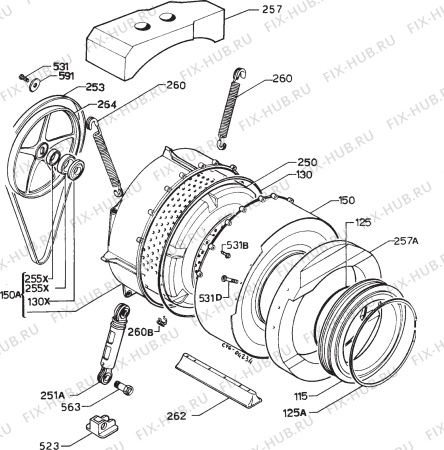 Взрыв-схема стиральной машины Husqvarna Electrolux QW600 - Схема узла Functional parts 267